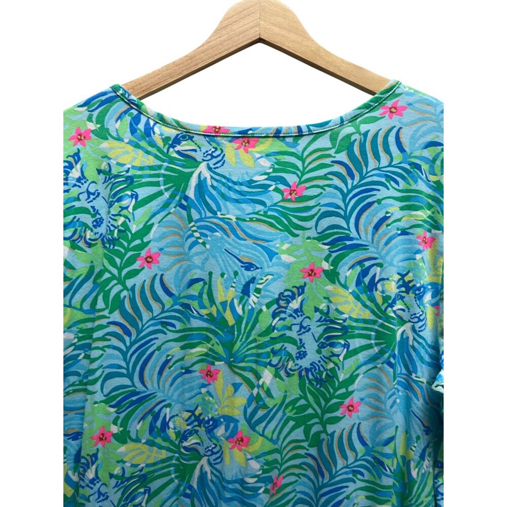 Lilly Pulitzer Green and Blue Floral Etta V-Neck Via Parigi Dress - Picture 6 of 7